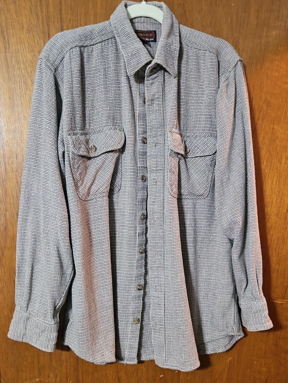 Button-Down Long Sleeve Shirt in Light Gray by Brother